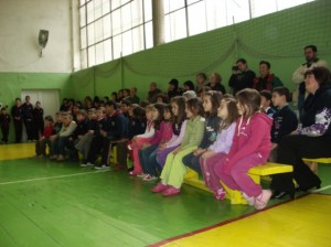 School for disabled children - waiting for the Christmas puppet show to begin