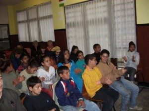 Stob orphanage - children watching the Christmas puppet show