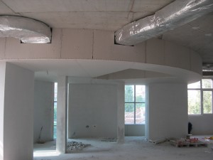 Plastering the Centre main entrance - June 2009